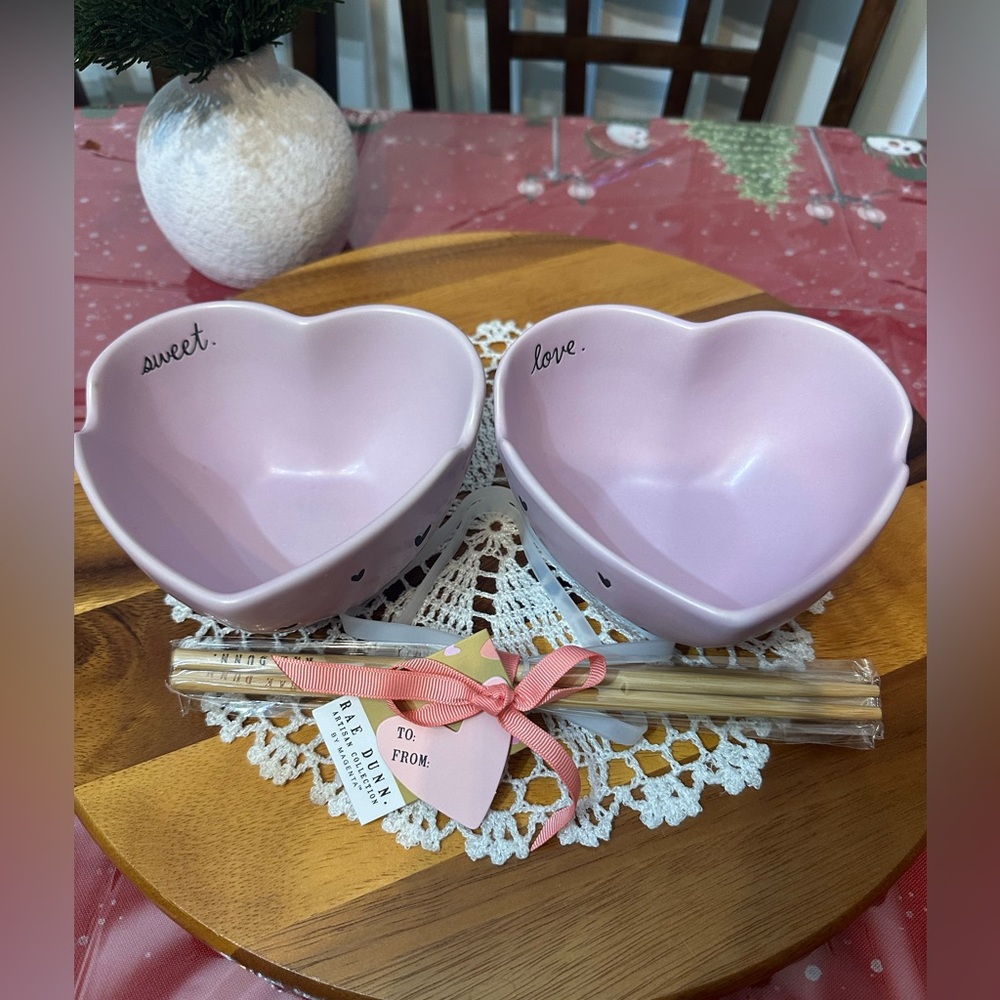 🛑SOLD‼️ceramic “Valentine’s ” ramen set